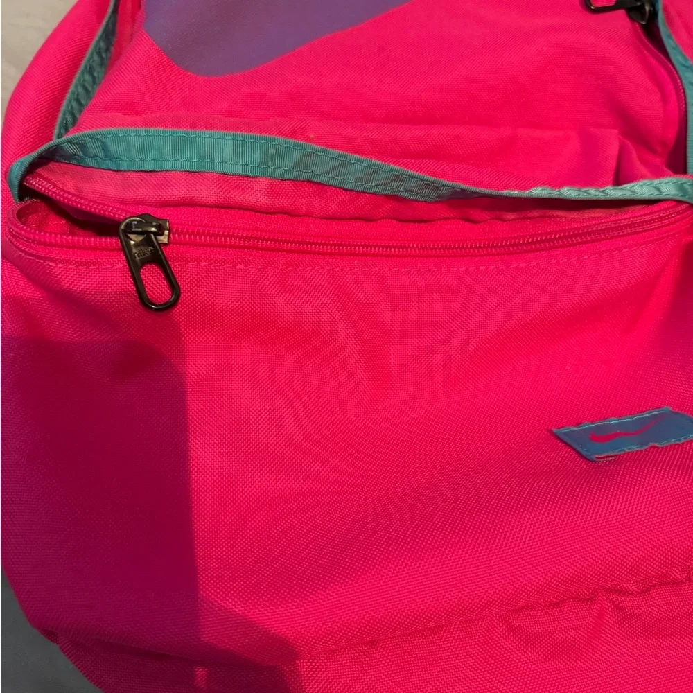 Nike Hot Pink Backpack with Teal Trim and Purple Swoosh